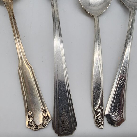 Antique Silverplate Spoons & Ladle Set Of 4 With Mixed Patterns - Picture 2 of 8